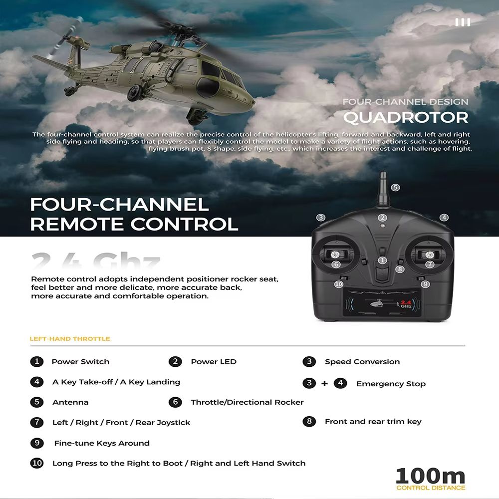 WLtoys K170 RC Helicopter 24G 6Axis Gyroscope 4CH Altitude Hold Remote Control Toy 4