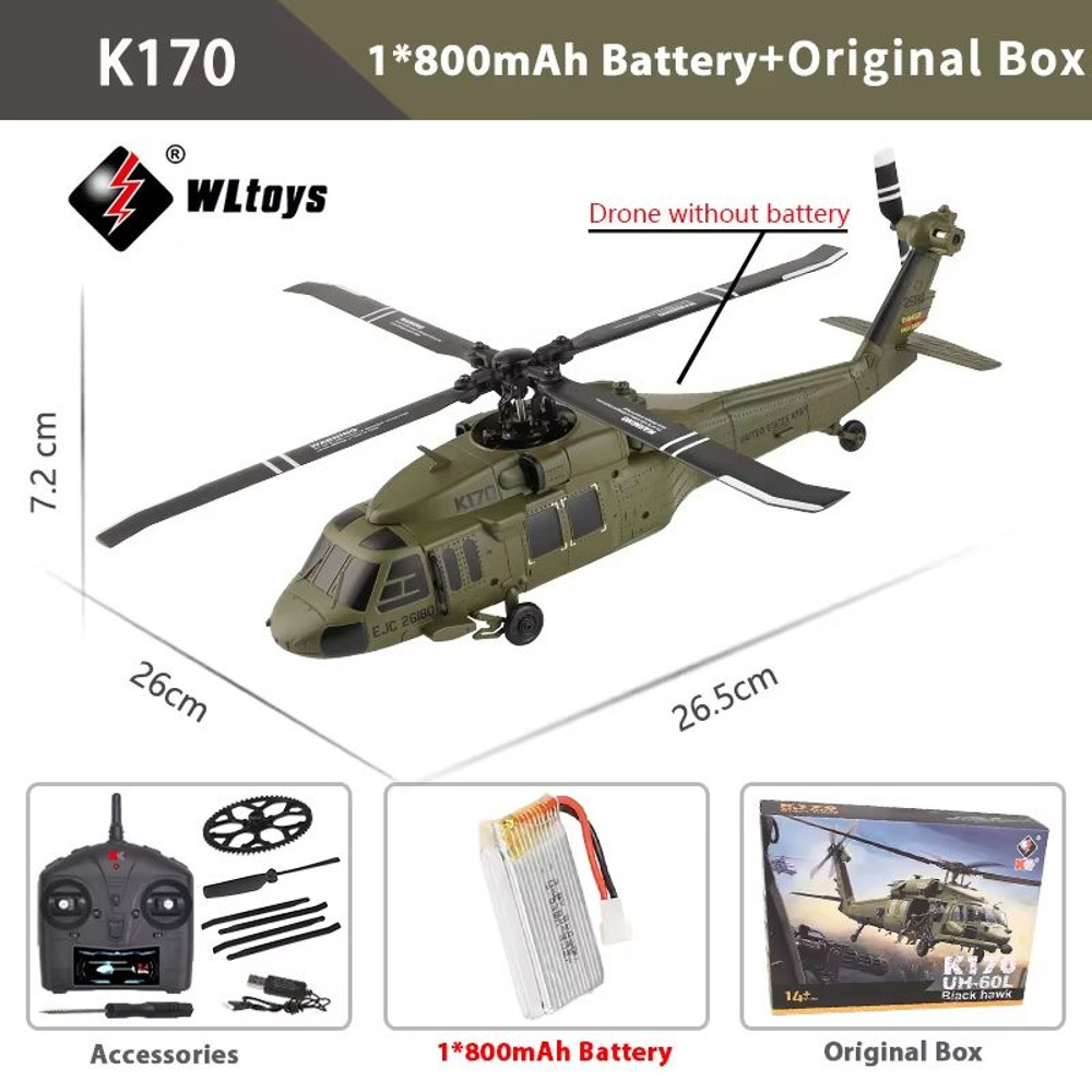 WLtoys K170 RC Helicopter 24G 6Axis Gyroscope 4CH Altitude Hold Remote Control Toy 6