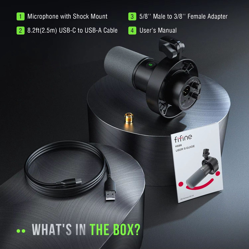 FIFINE K688 USBXLR Dynamic Microphone StudioGrade Sound For Streaming Podcasting Voice Recording 5