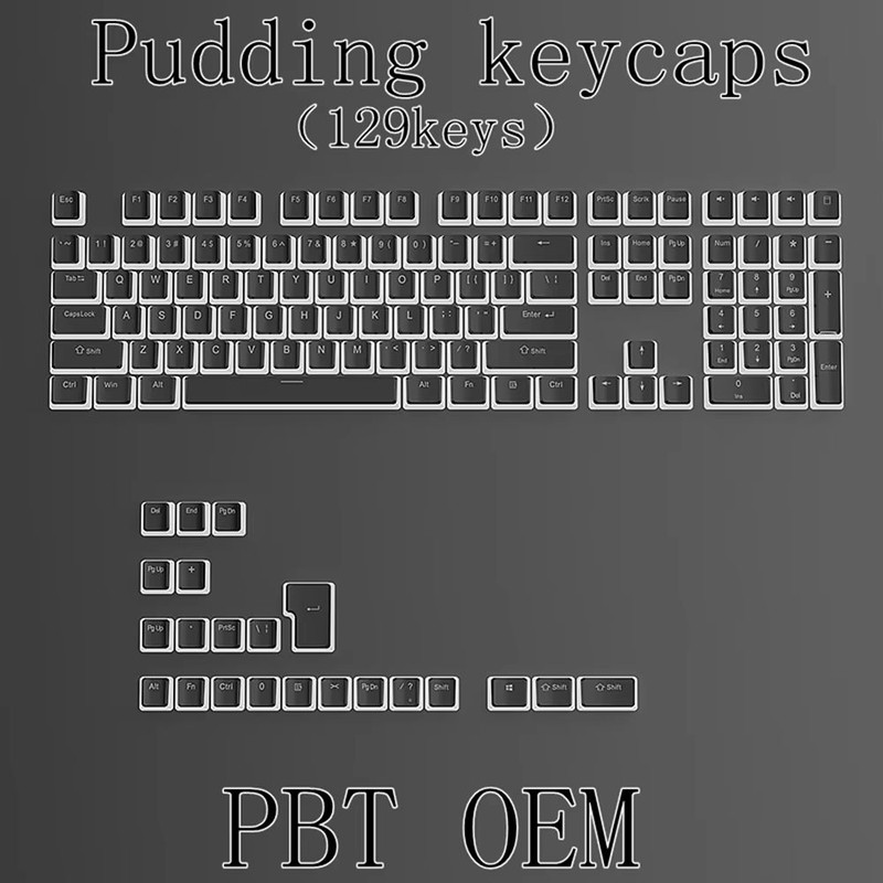129Keys Keyboard Keycap OEM Profile PBT Material Key Cap For Mx Hot Swap Mechanical Keyboard Switch 7