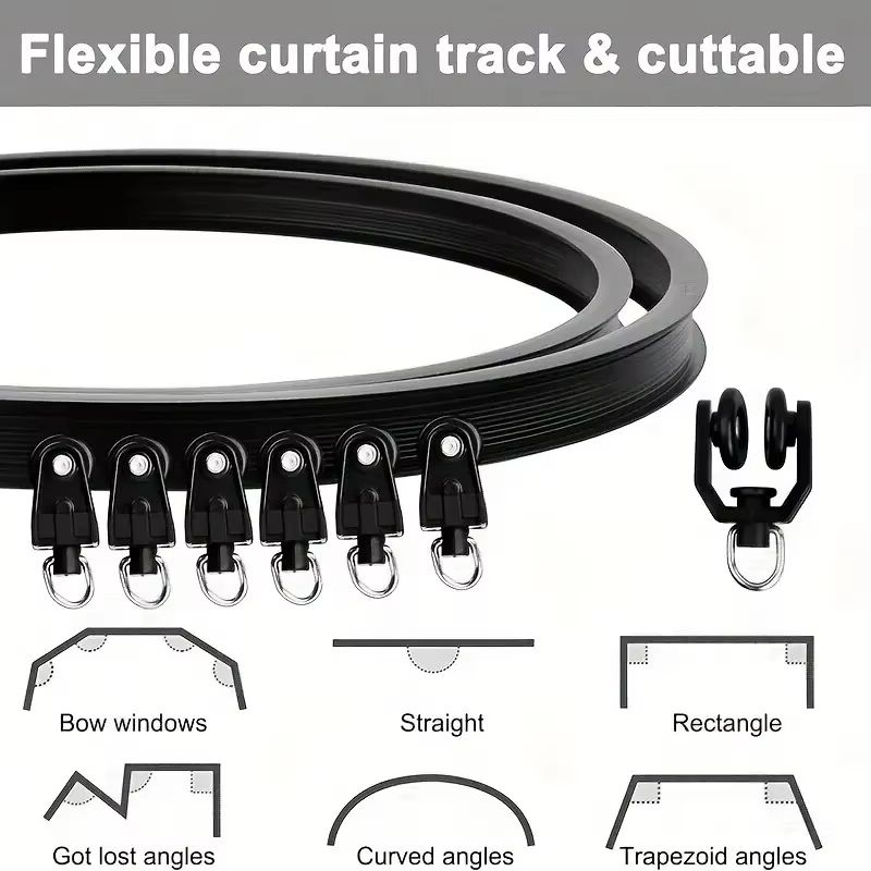 Flexible Bendable Curtain Track System  HeavyDuty Ceiling Or Wall Mount Curved Rail For RVs And Roo 0