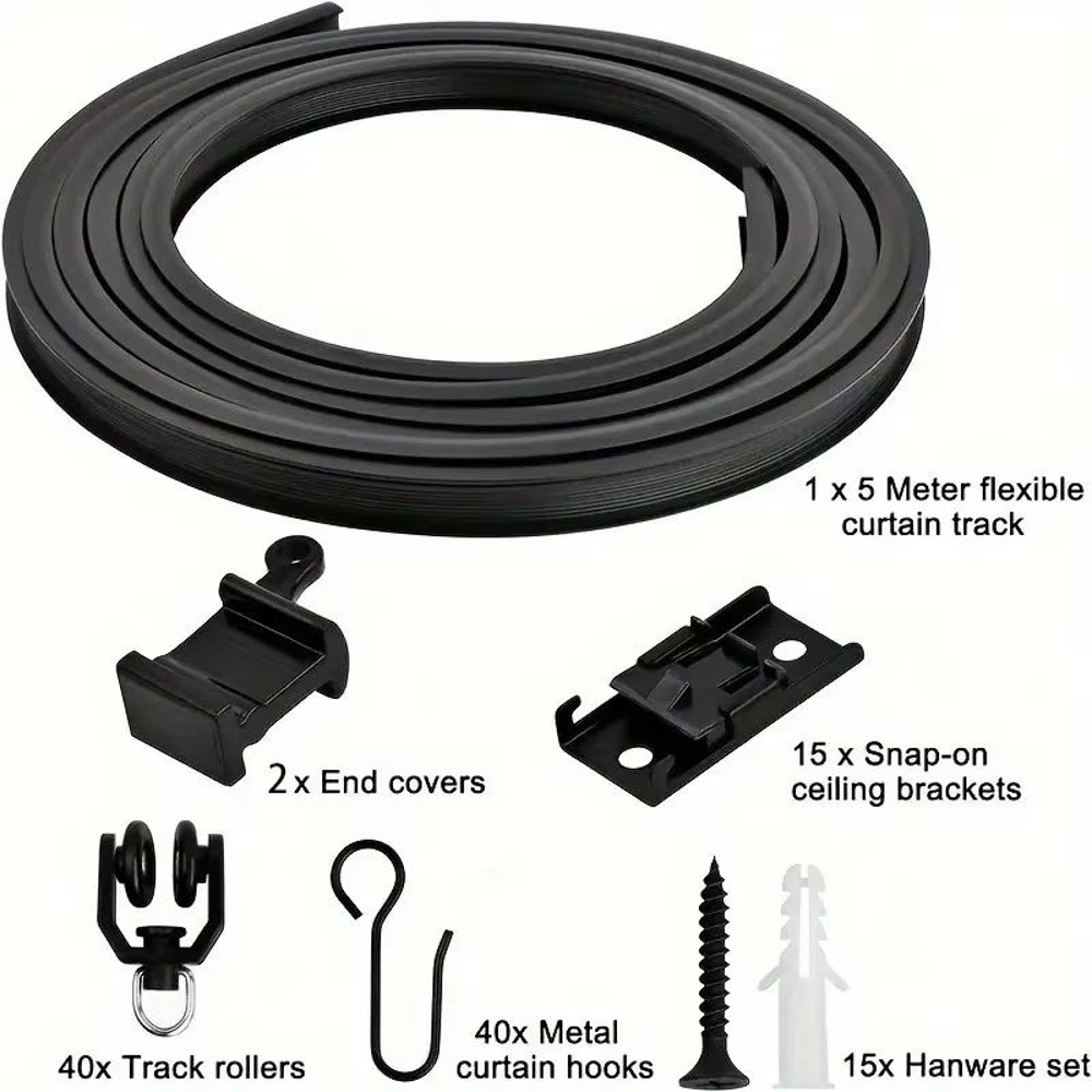 Flexible Bendable Curtain Track System  HeavyDuty Ceiling Or Wall Mount Curved Rail For RVs And Roo 9