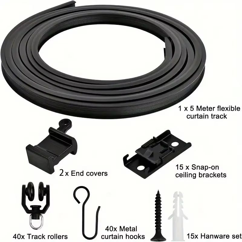 Flexible Bendable Curtain Track System  HeavyDuty Ceiling Or Wall Mount Curved Rail For RVs And Roo 9