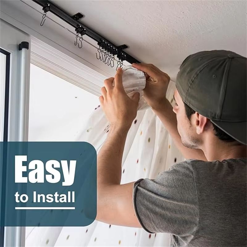 Flexible Bendable Curtain Track System  HeavyDuty Ceiling Or Wall Mount Curved Rail For RVs And Roo 4