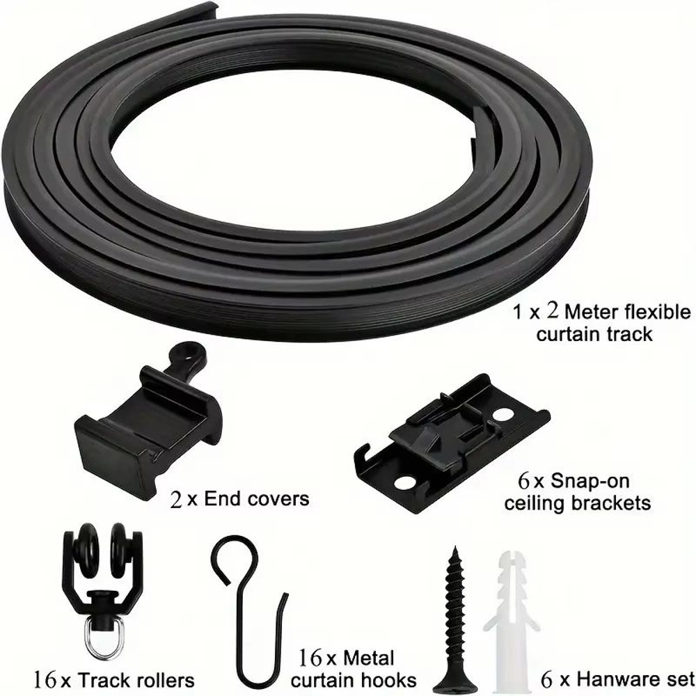 Flexible Bendable Curtain Track System  HeavyDuty Ceiling Or Wall Mount Curved Rail For RVs And Roo 6