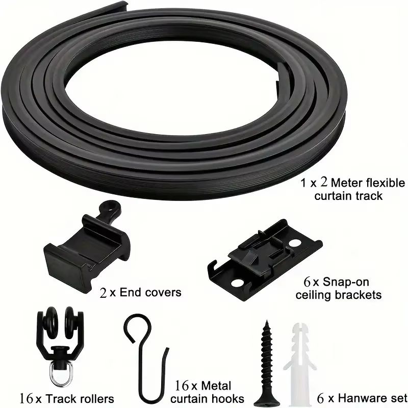 Flexible Bendable Curtain Track System  HeavyDuty Ceiling Or Wall Mount Curved Rail For RVs And Roo 6