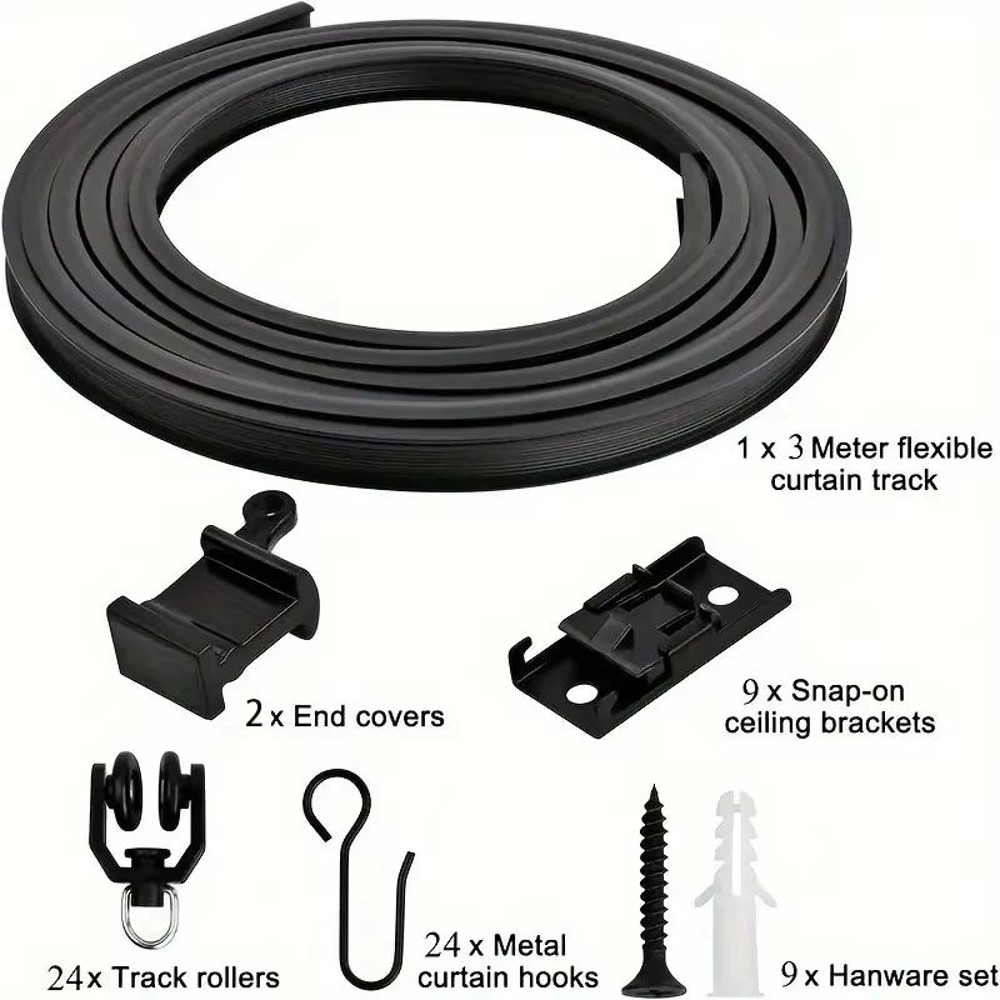 Flexible Bendable Curtain Track System  HeavyDuty Ceiling Or Wall Mount Curved Rail For RVs And Roo 7