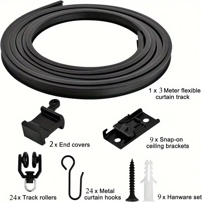 Flexible Bendable Curtain Track System  HeavyDuty Ceiling Or Wall Mount Curved Rail For RVs And Roo 7