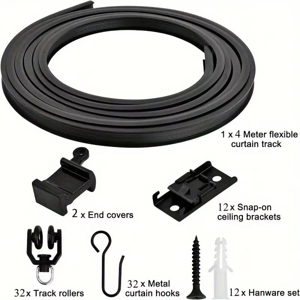 Flexible Bendable Curtain Track System  HeavyDuty Ceiling Or Wall Mount Curved Rail For RVs And Roo 8