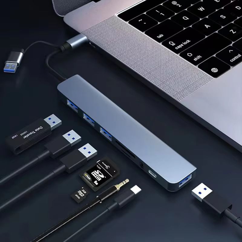 8in2 USB TypeC Hub Docking Station Multiport Adapter With Audio Jack SD Card Reader And Disk Conve 4