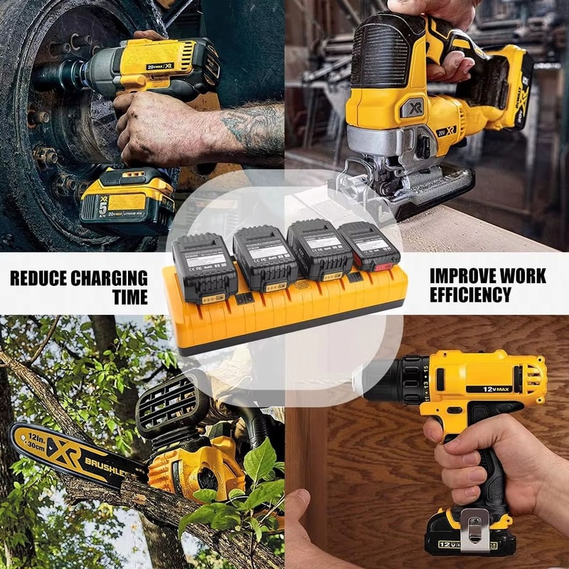 DCB104 4Port LiIon Battery Charger Fast MultiPort 3A Charger For Dewalt 108V60V FlexVolt Batteries 5