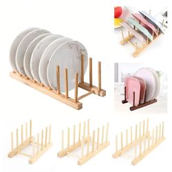 multi-functional wooden dish drying rack - kitchen countertop organizer with drainboard for tableware & utensils