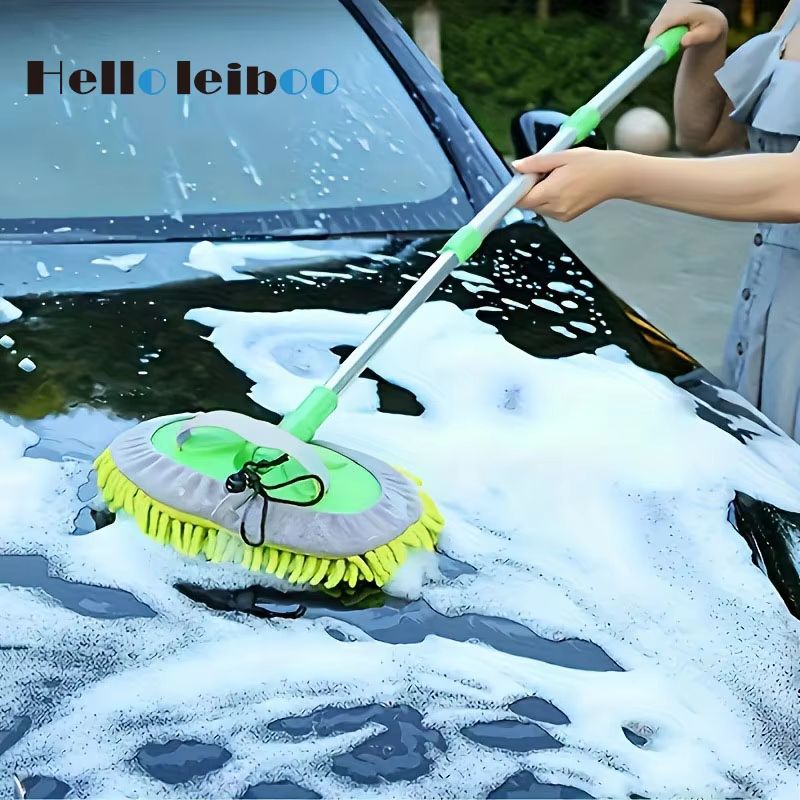 LEIBOO Telescopic Car Wash Brush Super Absorbent Car Cleaning Mop With Adjustable Long Handle 0