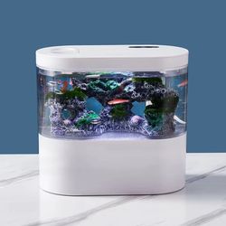 usb mini desktop aquarium with built-in water pump, led light & self-circulating filter