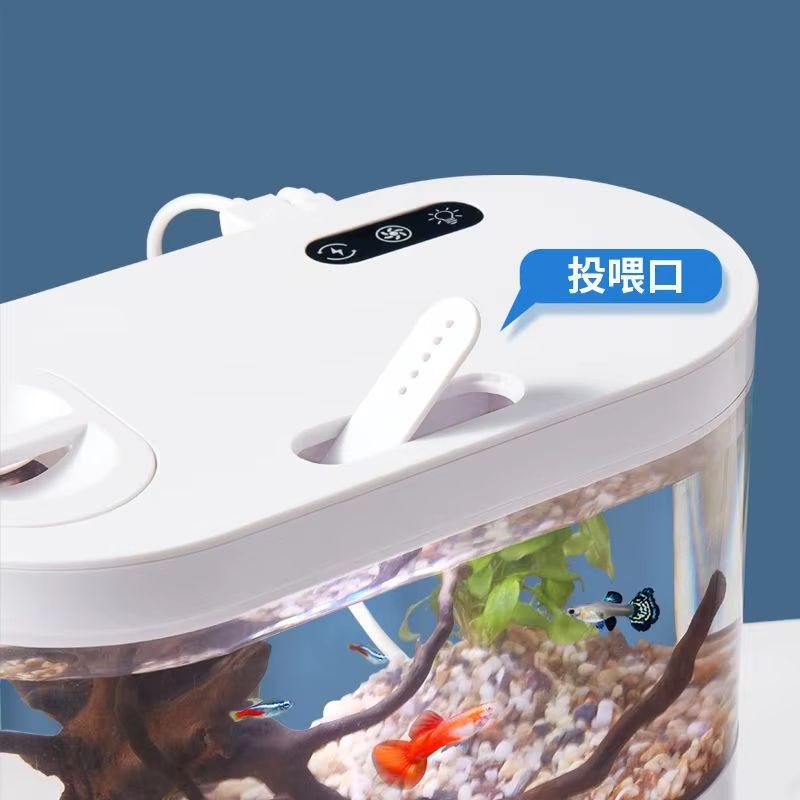 USB Mini Desktop Aquarium With Builtin Water Pump LED Light  SelfCirculating Filter 2