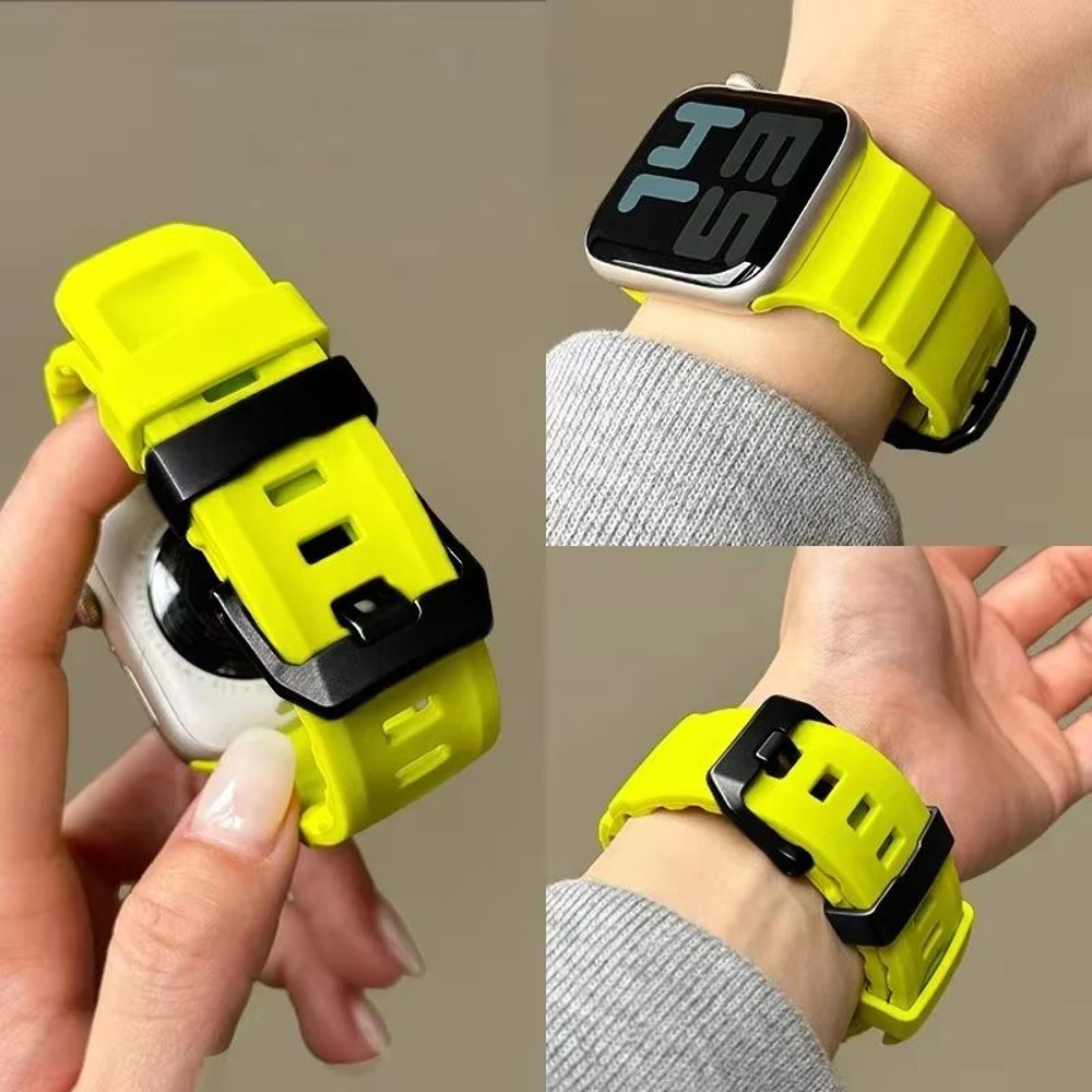 Sport Silicone Band With Titanium Buckle For Apple Watch Ultra 2 10 9 8 7 6 SE 5 4 Durable And Sty 0