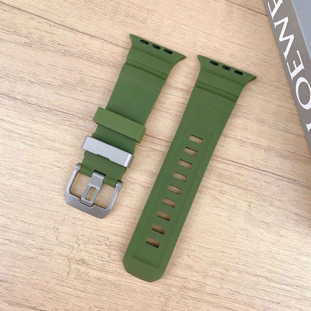 Sport Silicone Band With Titanium Buckle For Apple Watch Ultra 2 10 9 8 7 6 SE 5 4 Durable And Sty 1