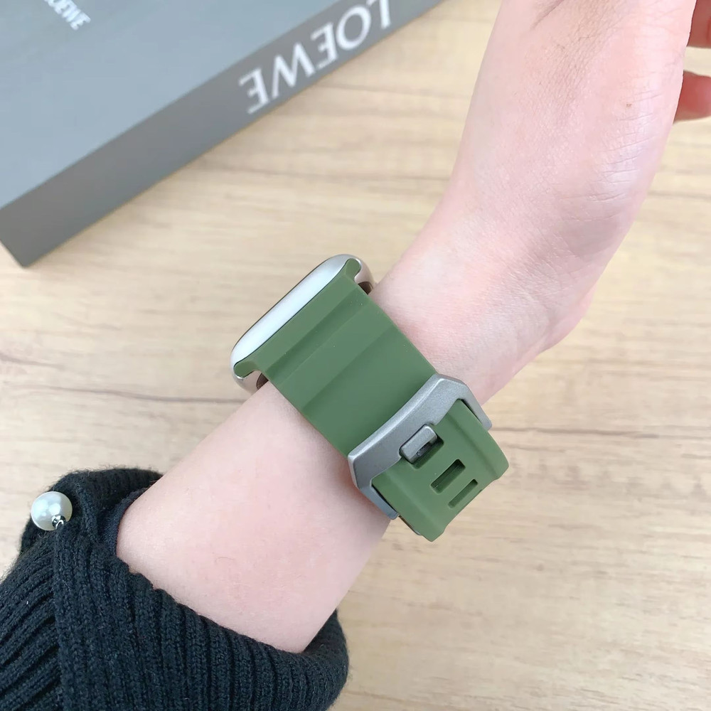 Sport Silicone Band With Titanium Buckle For Apple Watch Ultra 2 10 9 8 7 6 SE 5 4 Durable And Sty 4