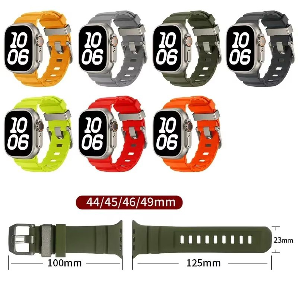 Sport Silicone Band With Titanium Buckle For Apple Watch Ultra 2 10 9 8 7 6 SE 5 4 Durable And Sty 5