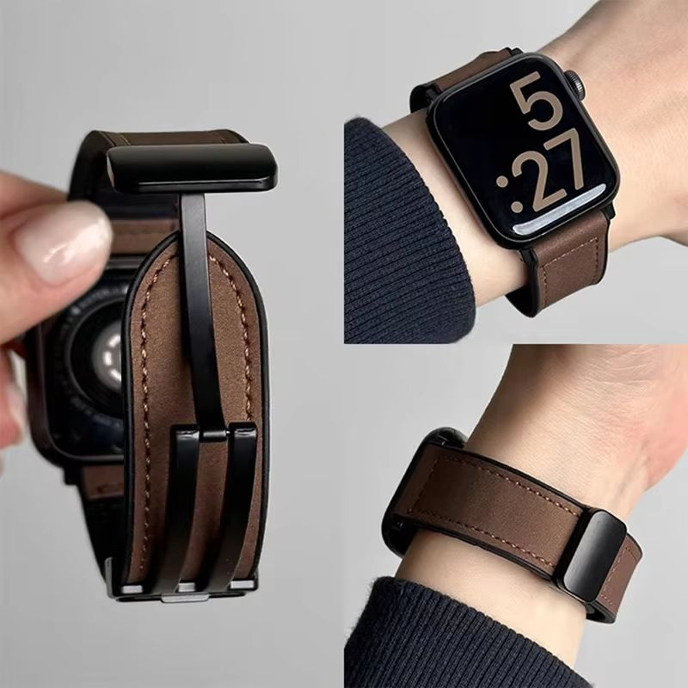 Luxury Leather Silicone Band For Apple Watch Ultra 10 9 8 SE Mens Hybrid Bracelet Strap For IWatch 0