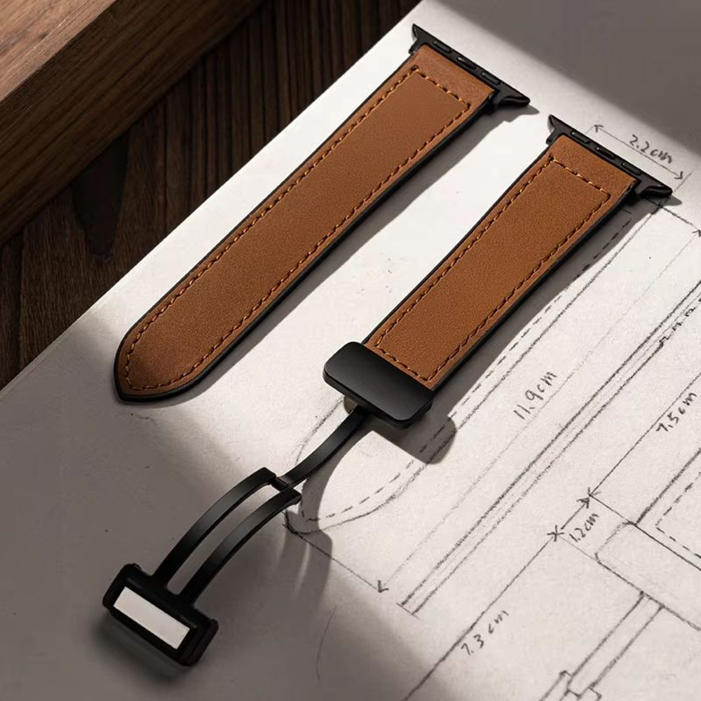 Luxury Leather Silicone Band For Apple Watch Ultra 10 9 8 SE Mens Hybrid Bracelet Strap For IWatch 4