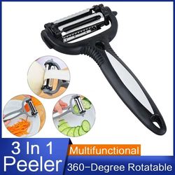 3-in-1 multifunctional rotary peeler – 360° swivel vegetable & fruit peeler, cutter, and slicer