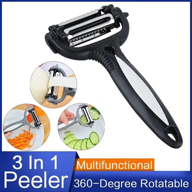 3in1 Multifunctional Rotary Peeler 360 Swivel Vegetable Fruit Peeler Cutter And Slicer 0