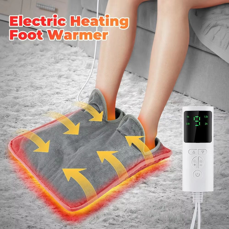 Electric Heating Foot Pad  Washable Plush Feet Warmer For Home  Office Comfort 0