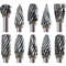 PrecisionPro Tungsten Carbide Rotary Burr Set  10Piece DoubleCut Grinding  Carving Tools For Dremel 0