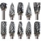 PrecisionPro Tungsten Carbide Rotary Burr Set 10Piece DoubleCut Grinding Carving Tools For Dremel 0