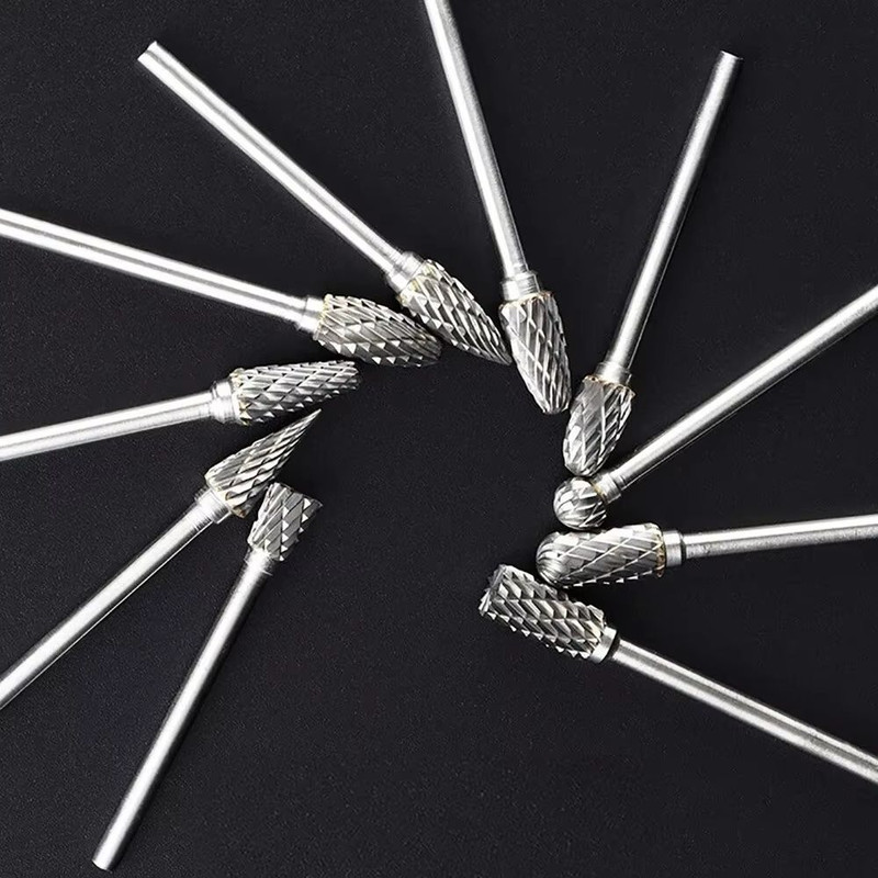 PrecisionPro Tungsten Carbide Rotary Burr Set  10Piece DoubleCut Grinding  Carving Tools For Dremel 4