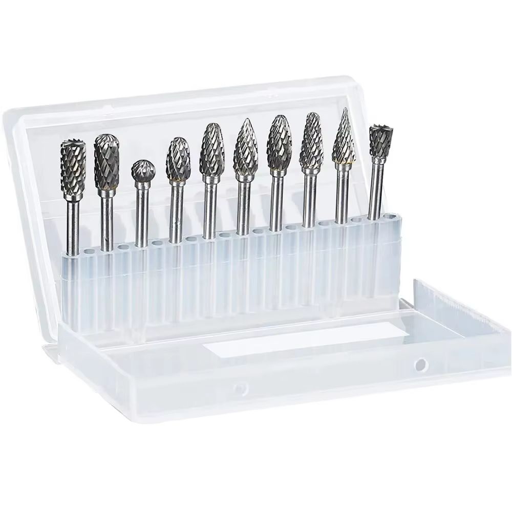 PrecisionPro Tungsten Carbide Rotary Burr Set  10Piece DoubleCut Grinding  Carving Tools For Dremel 7