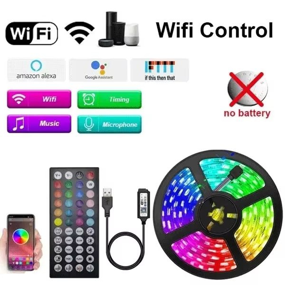 Smart RGB LED Strip Lights With Bluetooth WiFi App Control 5V USB Powered 5050 Backlight For TV R 9