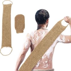 natural ramie jute exfoliating bath towel – back scrubber & shower strap for deep body cleansing