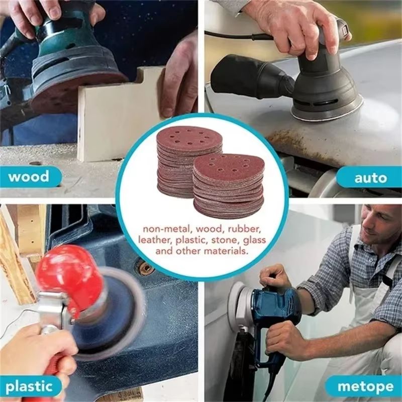 Premium 125mm 8Hole Sanding Discs For Wood And Metal  MultiGrit Abrasive Polishing Pads 3