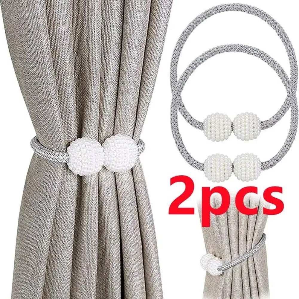 LuxePearl Magnetic Curtain Tieback Clips Elegant Pearl Curtain Holders 12PCS Set 0