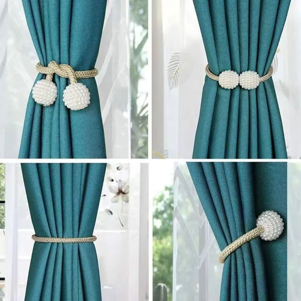 LuxePearl Magnetic Curtain Tieback Clips Elegant Pearl Curtain Holders 12PCS Set 3