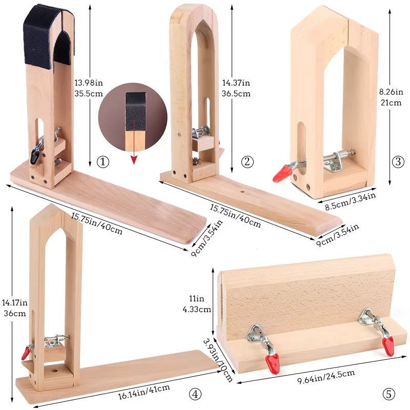 MIUSIE Wooden Leather Stitching Clamp HandStitched Sewing Tool For DIY Leather Craft 1