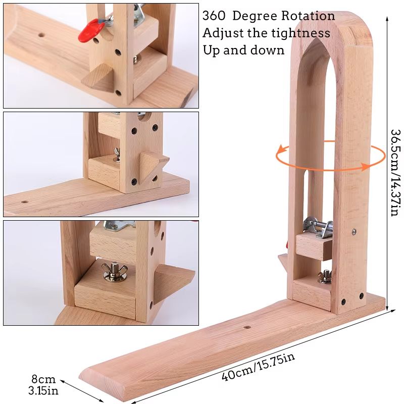MIUSIE Wooden Leather Stitching Clamp HandStitched Sewing Tool For DIY Leather Craft 2