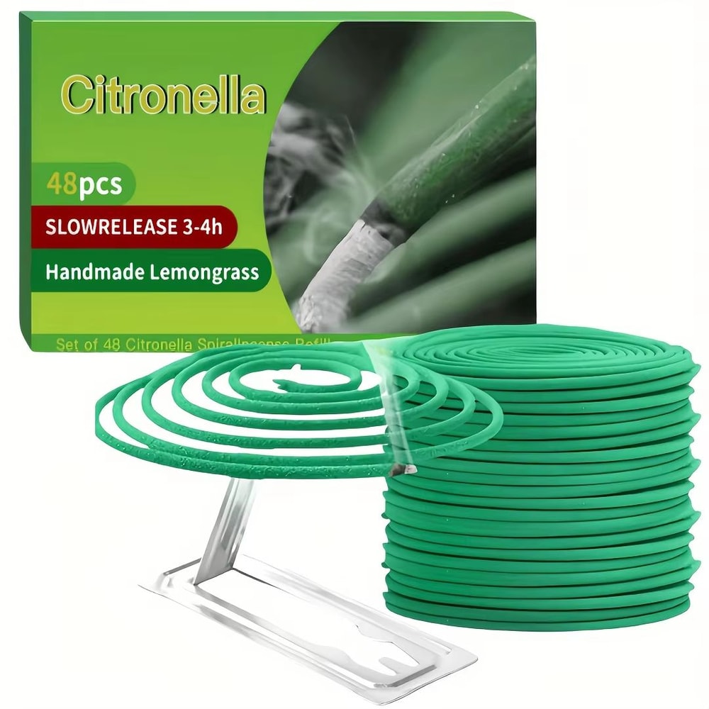 LumaLeaf 48Piece Lemongrass Scented Candle Set With Stand Natural Outdoor Candle Collection 0