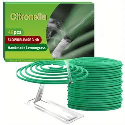 lumaleaf 48-piece lemongrass scented candle set with stand – natural outdoor candle collection