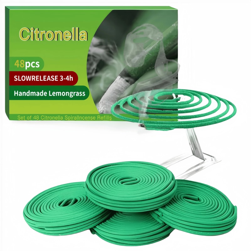 LumaLeaf 48Piece Lemongrass Scented Candle Set With Stand Natural Outdoor Candle Collection 2