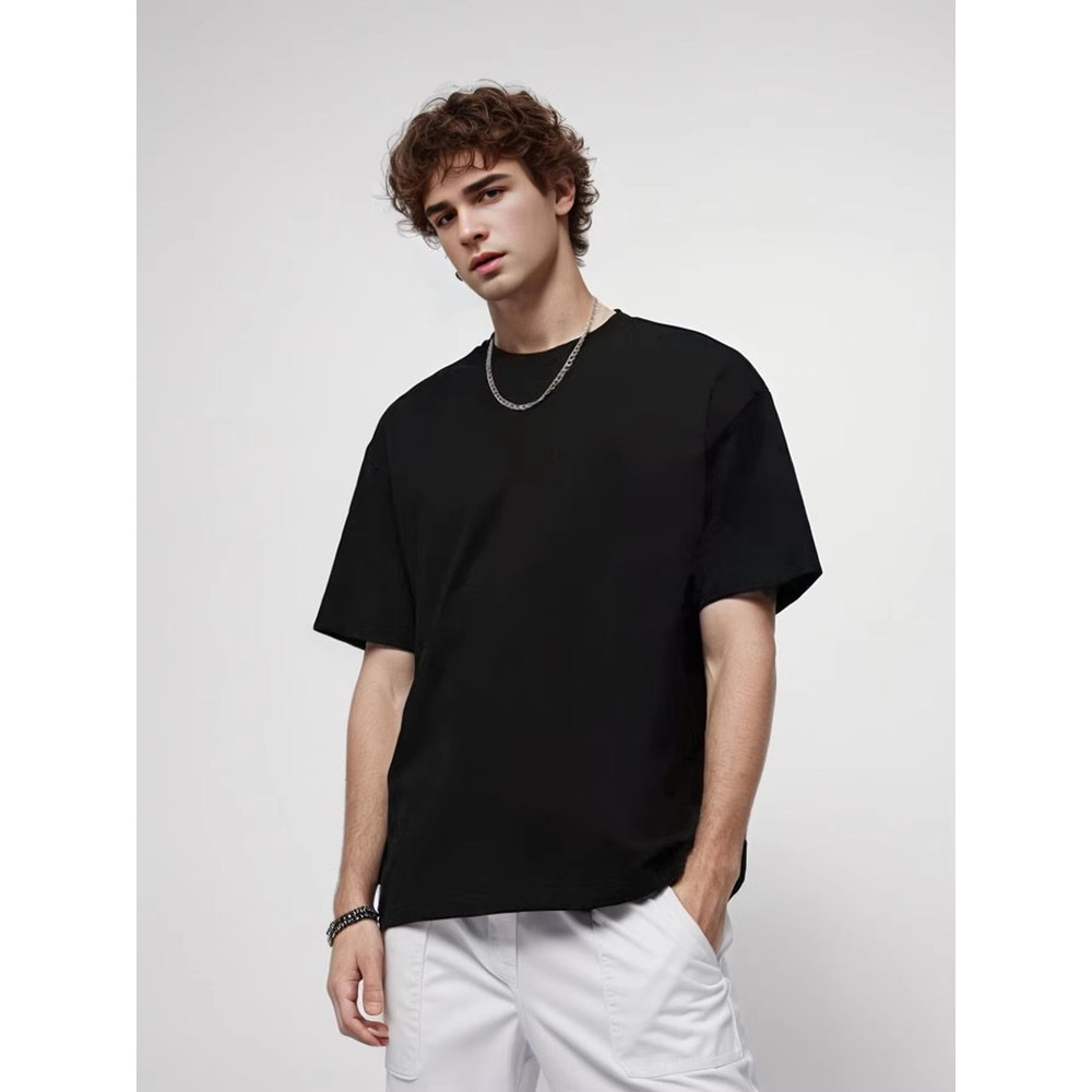 UrbanEdge 280gsm Heavy Cotton Oversized TShirt For Men Premium Solid Color Short Sleeve Tee 4