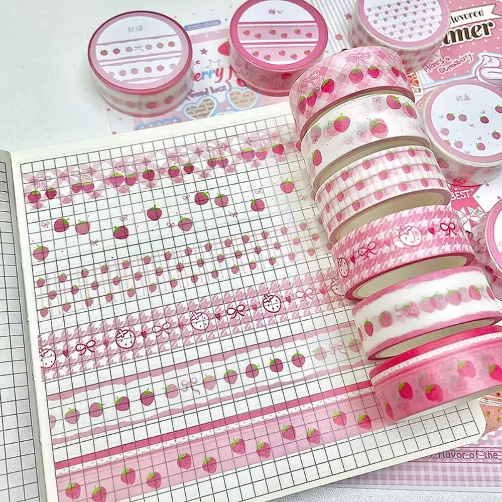 MINKYS Fruit Washi Tape Set 6pcs Cute Strawberry Apple Decorative Tape For Journaling Scrapbookin 10
