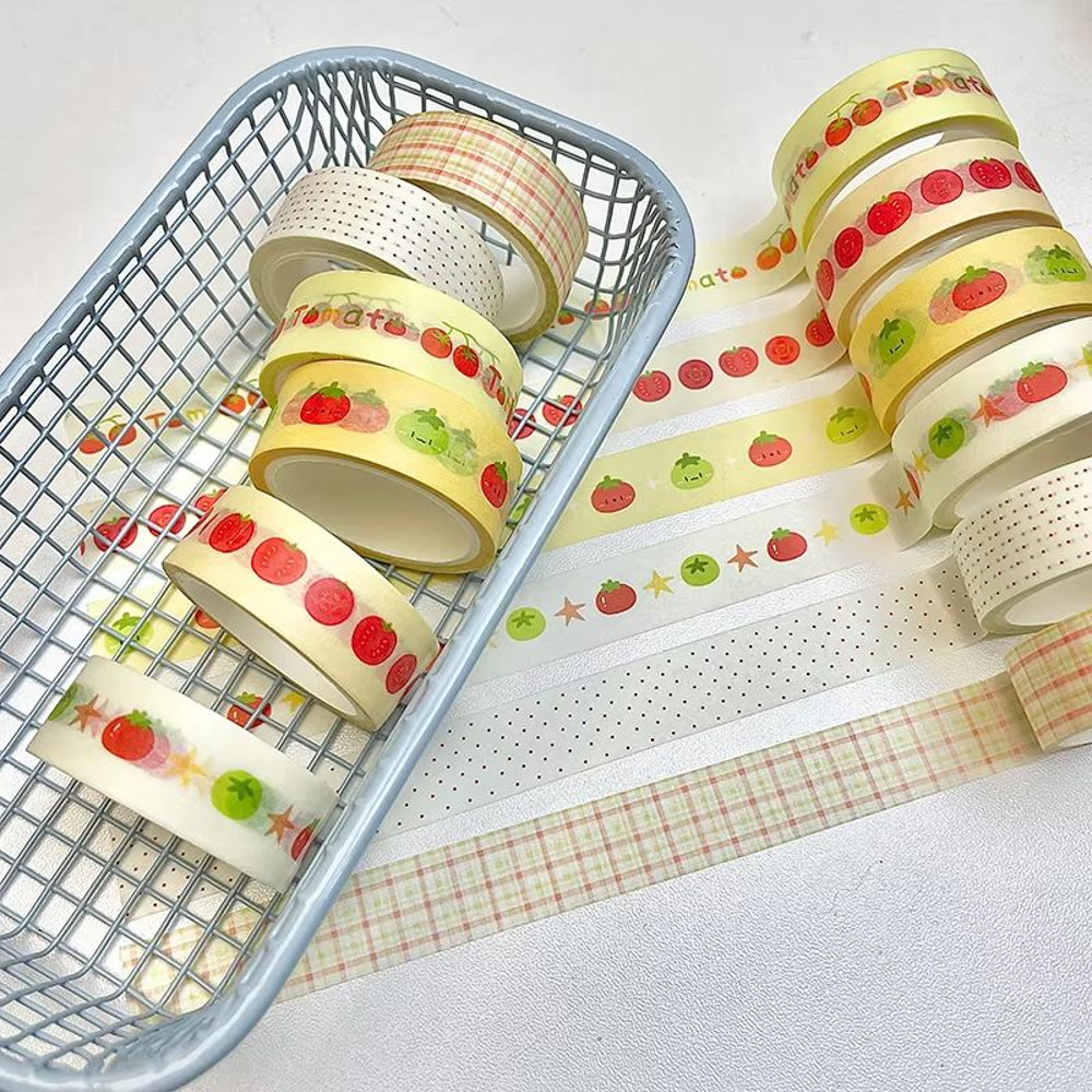 MINKYS Fruit Washi Tape Set 6pcs Cute Strawberry Apple Decorative Tape For Journaling Scrapbookin 11