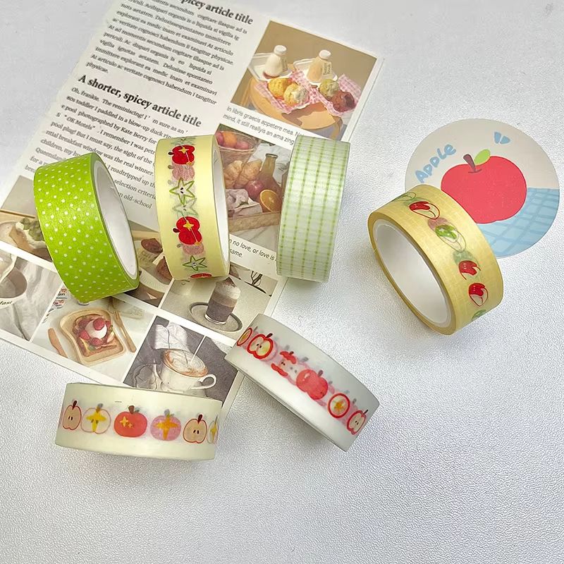 MINKYS Fruit Washi Tape Set 6pcs Cute Strawberry Apple Decorative Tape For Journaling Scrapbookin 2