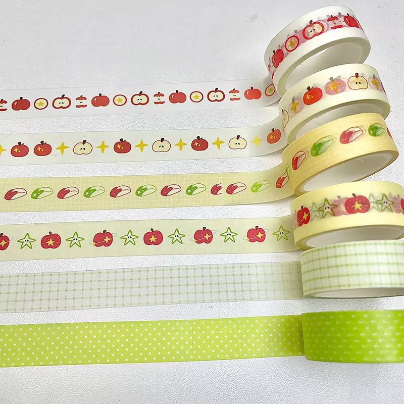 MINKYS Fruit Washi Tape Set 6pcs Cute Strawberry Apple Decorative Tape For Journaling Scrapbookin 6
