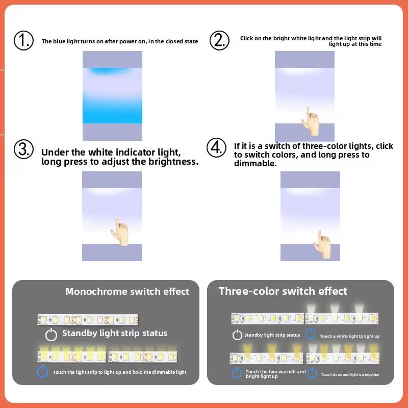 LumiTouch 12V LED Smart Mirror Switch Adjustable Brightness Touch Sensor Kit For Bathroom Makeup 5
