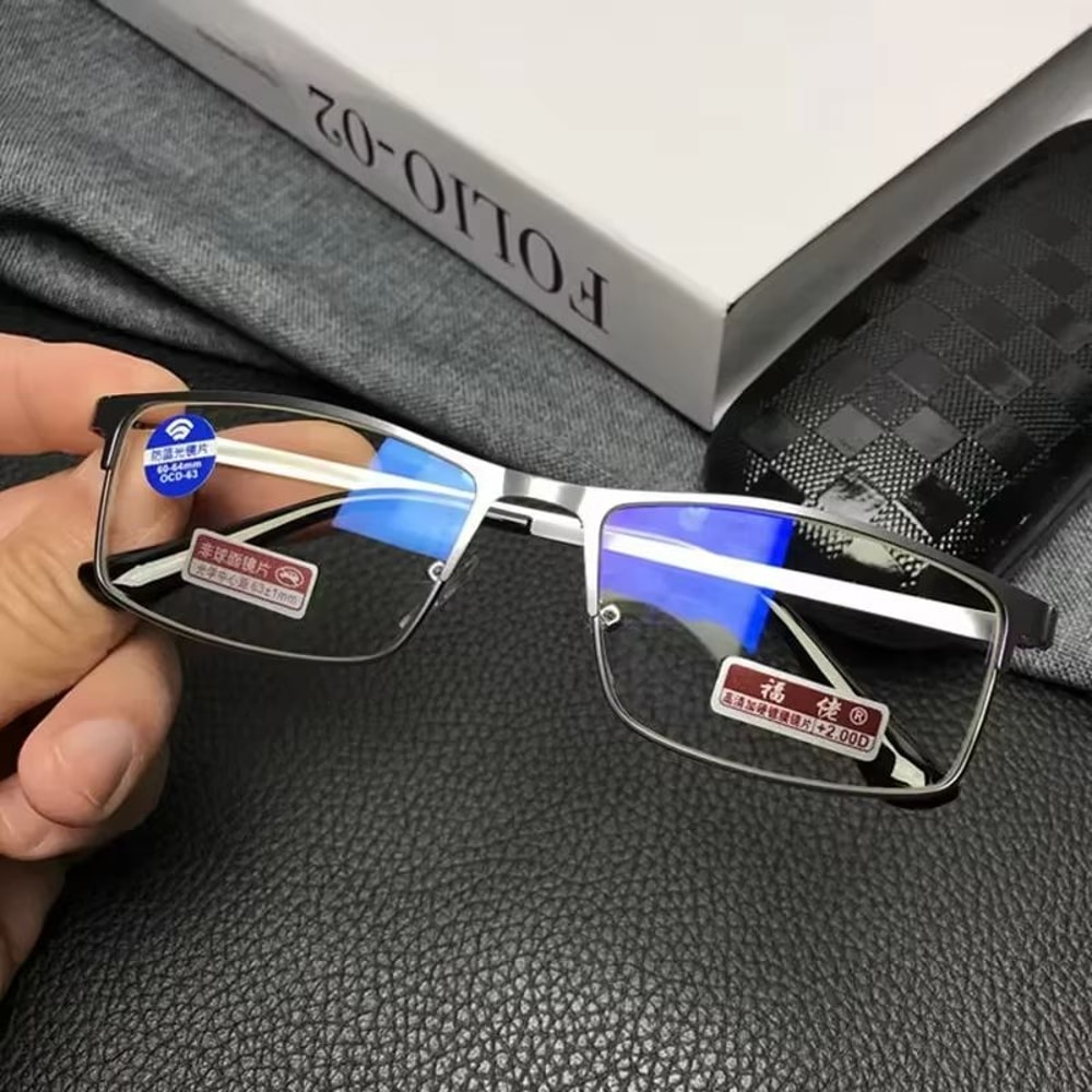 OptiGuard Metal AntiBlue Light Reading Glasses Business Eyewear For Men With Diopters 10 To 40 1