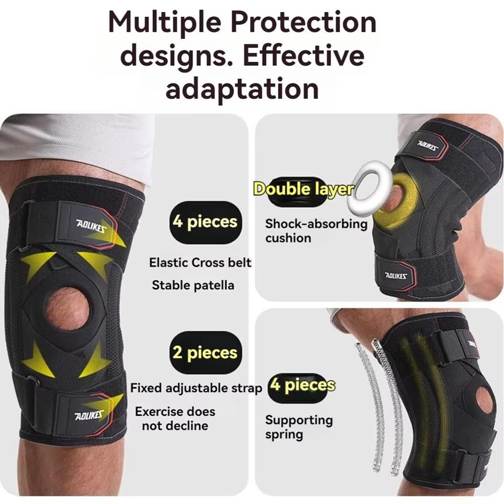 AOLIKES Knee Support Brace With Patella Gel Pad Side Stabilizers Compression Sleeve For Knee Pain 3